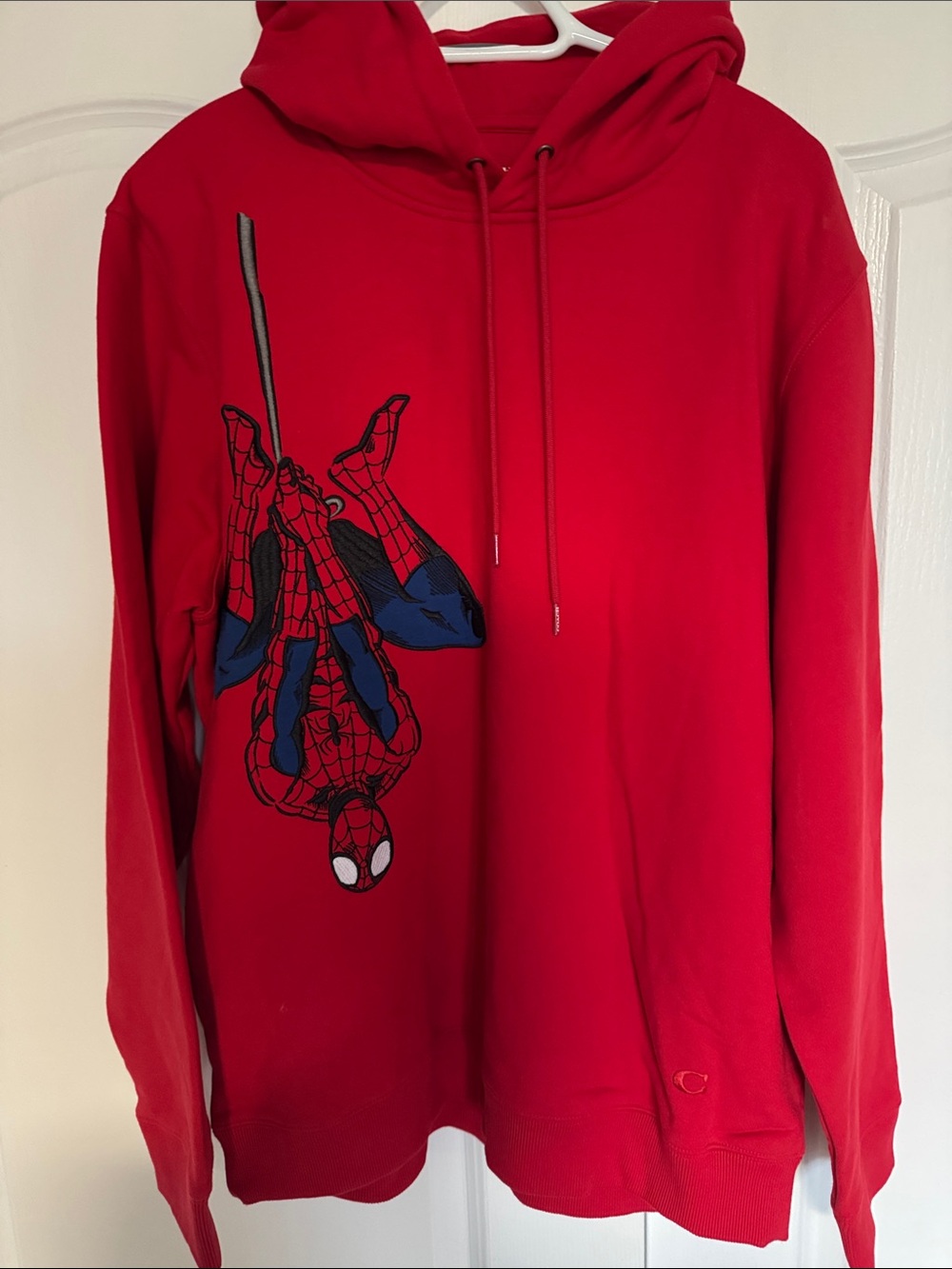 Coach NY Men's Red Spider-Man Graphic Hoodie Sweatshirt embroidered
